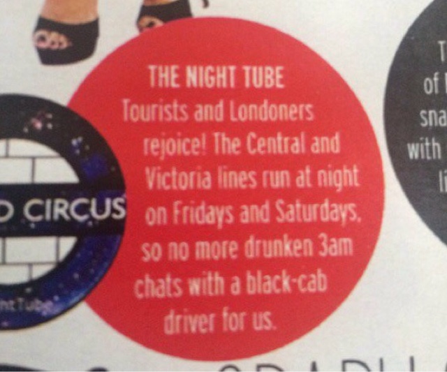 Night Tube Advert, Insults The Licence Taxi Trade….UCG Complain To Commissioner Mike Brown